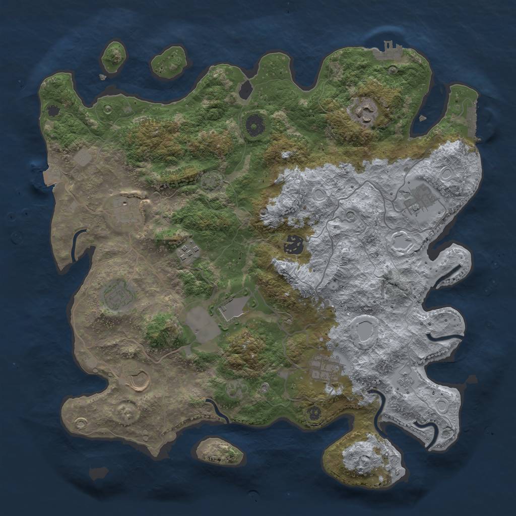 Rust Map: Procedural Map, Size: 3800, Seed: 232173, 17 Monuments