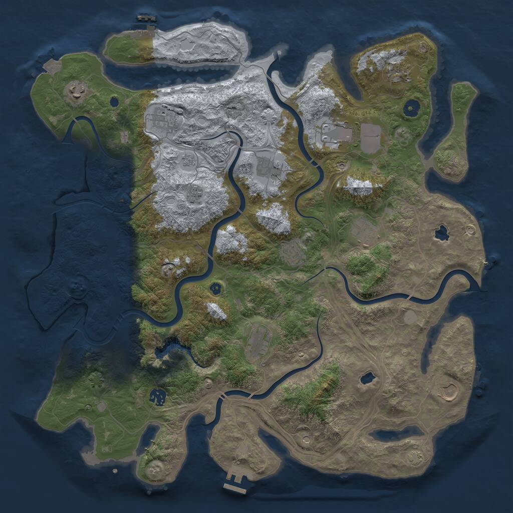 Rust Map: Procedural Map, Size: 4500, Seed: 66543, 17 Monuments
