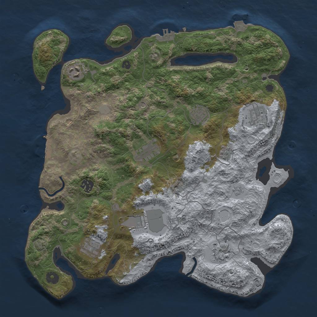 Rust Map: Procedural Map, Size: 3700, Seed: 640323930, 17 Monuments