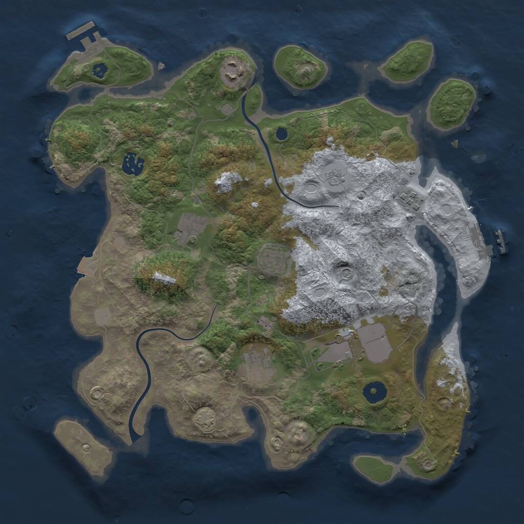 Rust Map: Procedural Map, Size: 3500, Seed: 1637790078, 13 Monuments