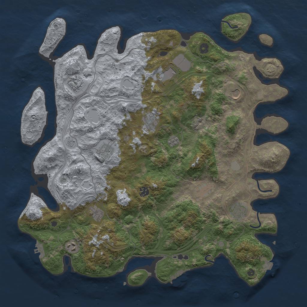 Rust Map: Procedural Map, Size: 4500, Seed: 830158, 19 Monuments
