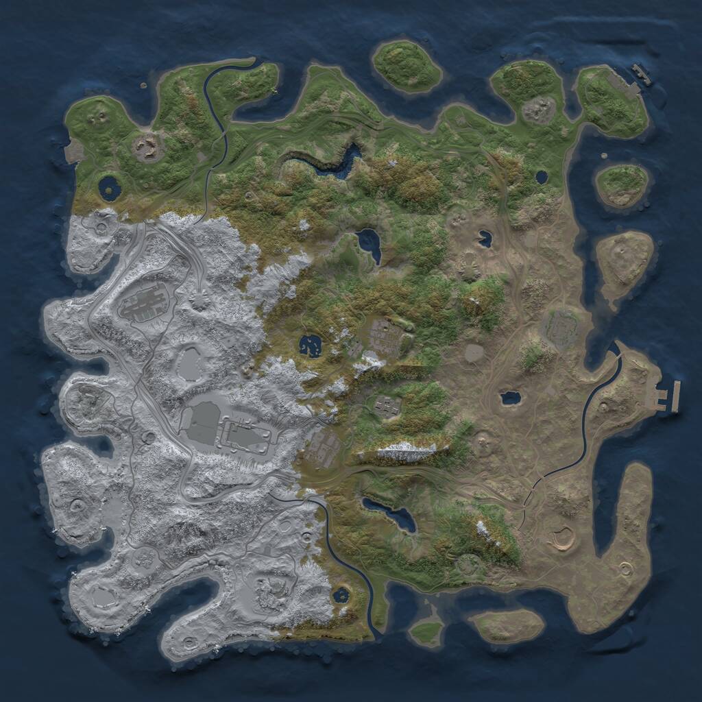Rust Map: Procedural Map, Size: 4500, Seed: 8710, 16 Monuments