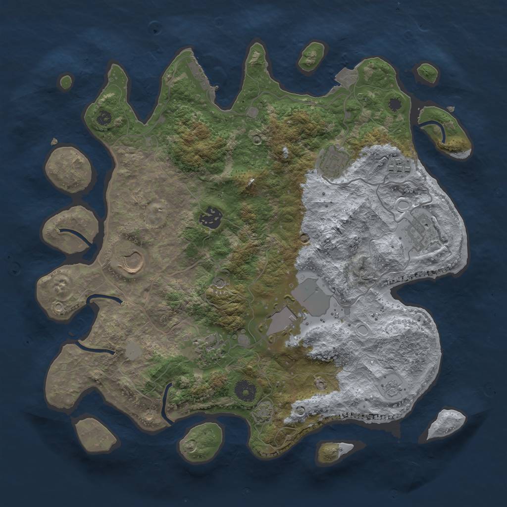 Rust Map: Procedural Map, Size: 3500, Seed: 2113881432, 14 Monuments