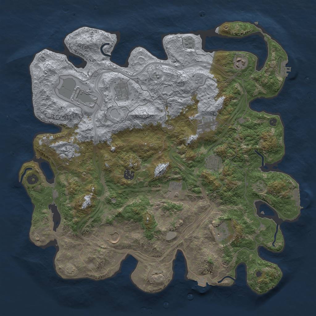 Rust Map: Procedural Map, Size: 4300, Seed: 34543475, 19 Monuments