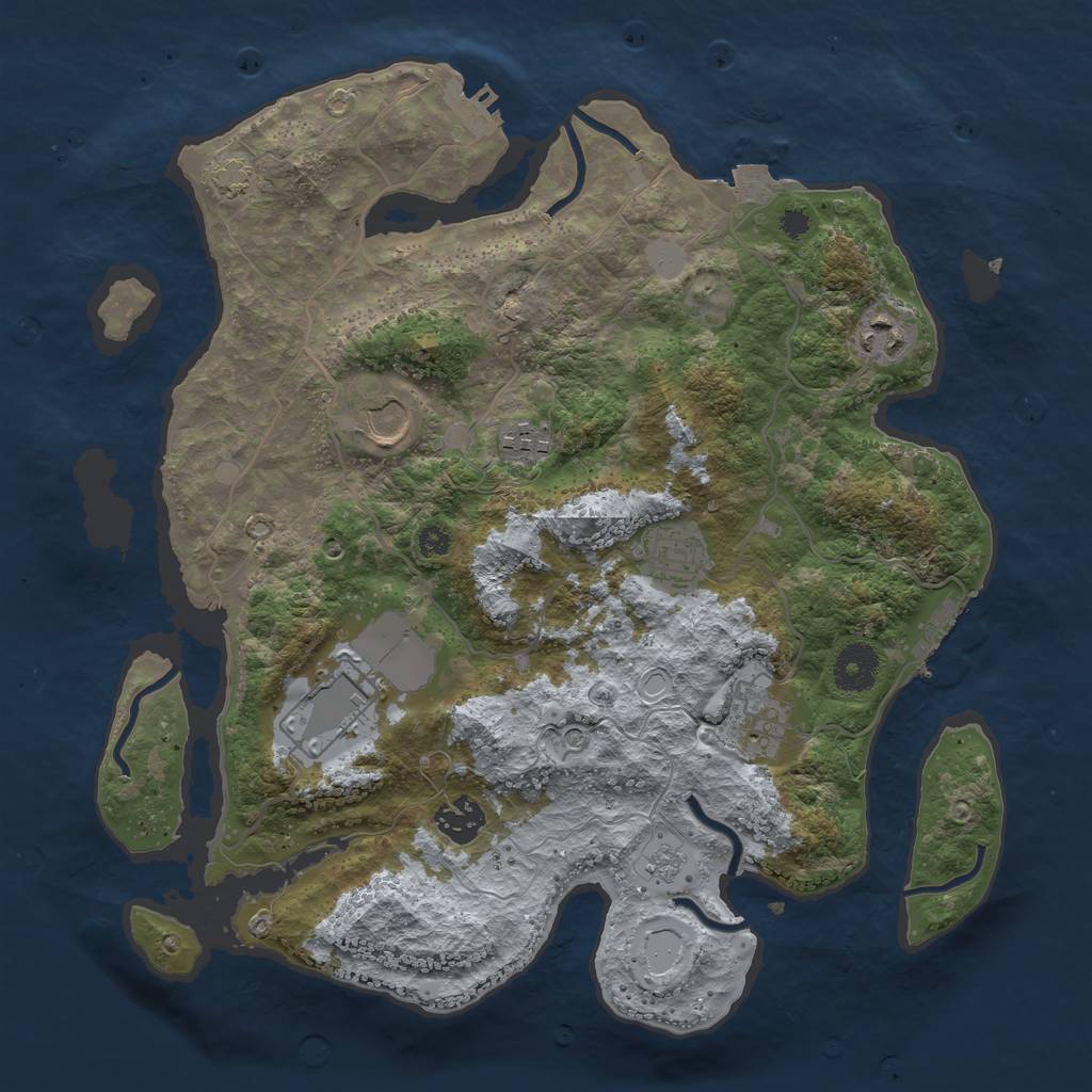 Rust Map: Procedural Map, Size: 3500, Seed: 709092631, 15 Monuments