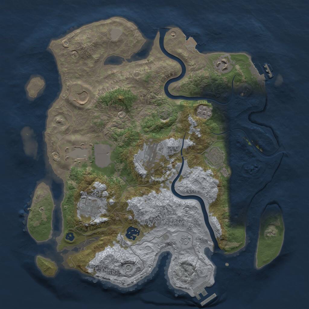 Rust Map: Procedural Map, Size: 3500, Seed: 709092631, 14 Monuments