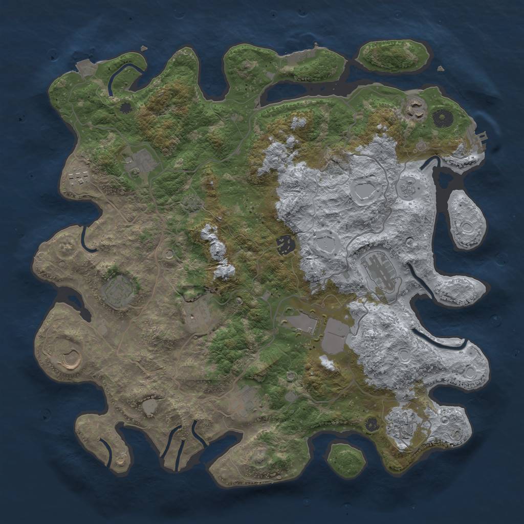 Rust Map: Procedural Map, Size: 4000, Seed: 6952, 19 Monuments