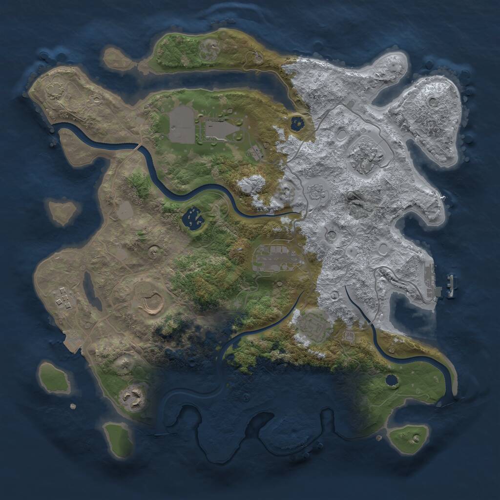 Rust Map: Procedural Map, Size: 3500, Seed: 892377796, 13 Monuments