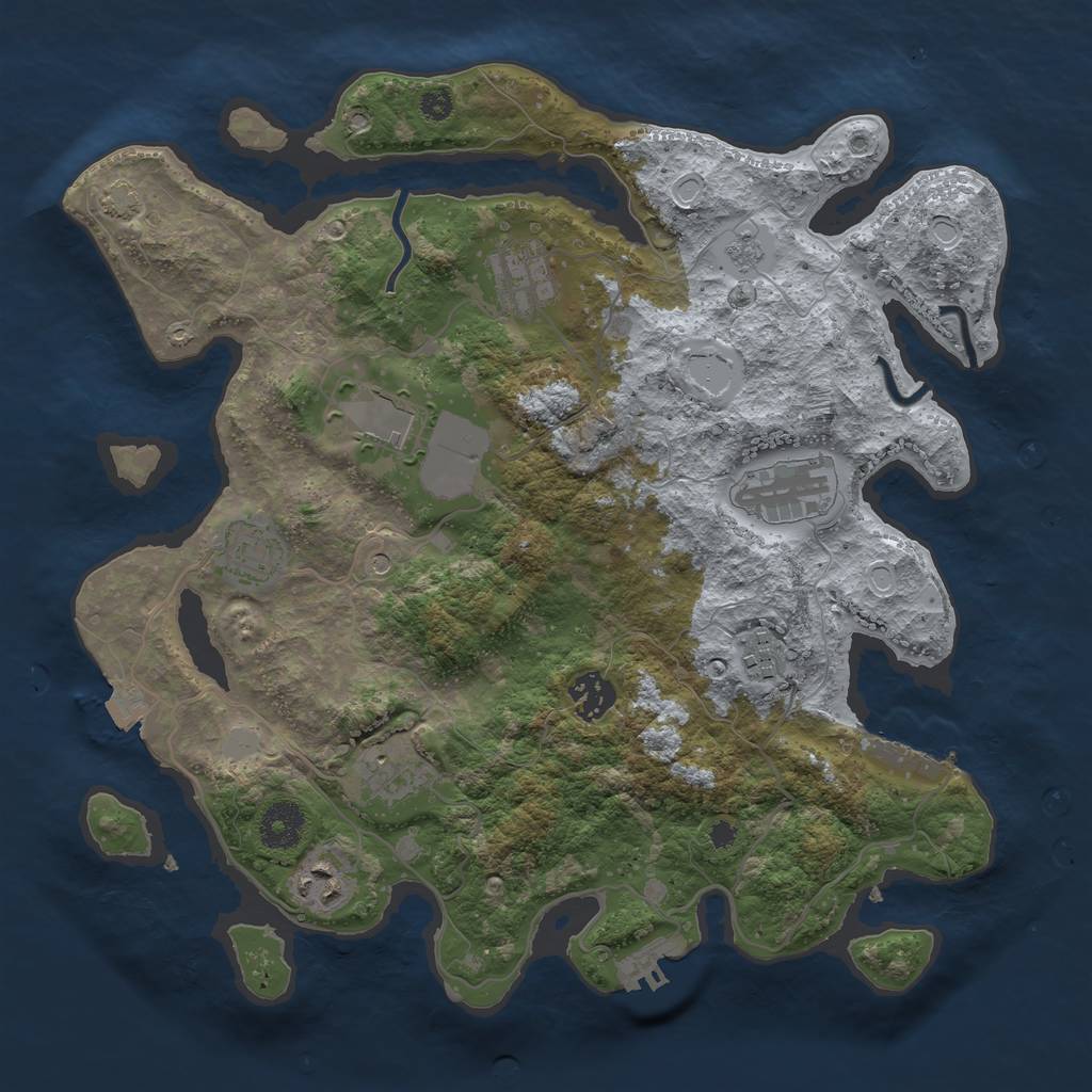 Rust Map: Procedural Map, Size: 3500, Seed: 892377796, 16 Monuments