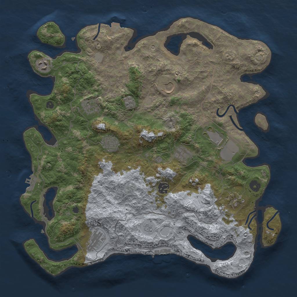 Rust Map: Procedural Map, Size: 4000, Seed: 2001503386, 18 Monuments