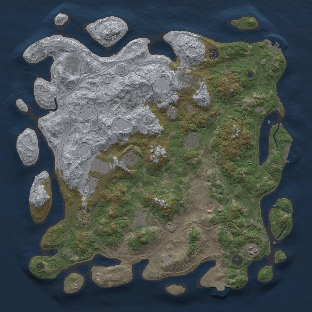 Rust Map: Procedural Map, Size: 4500, Seed: 1436826256, 19 Monuments