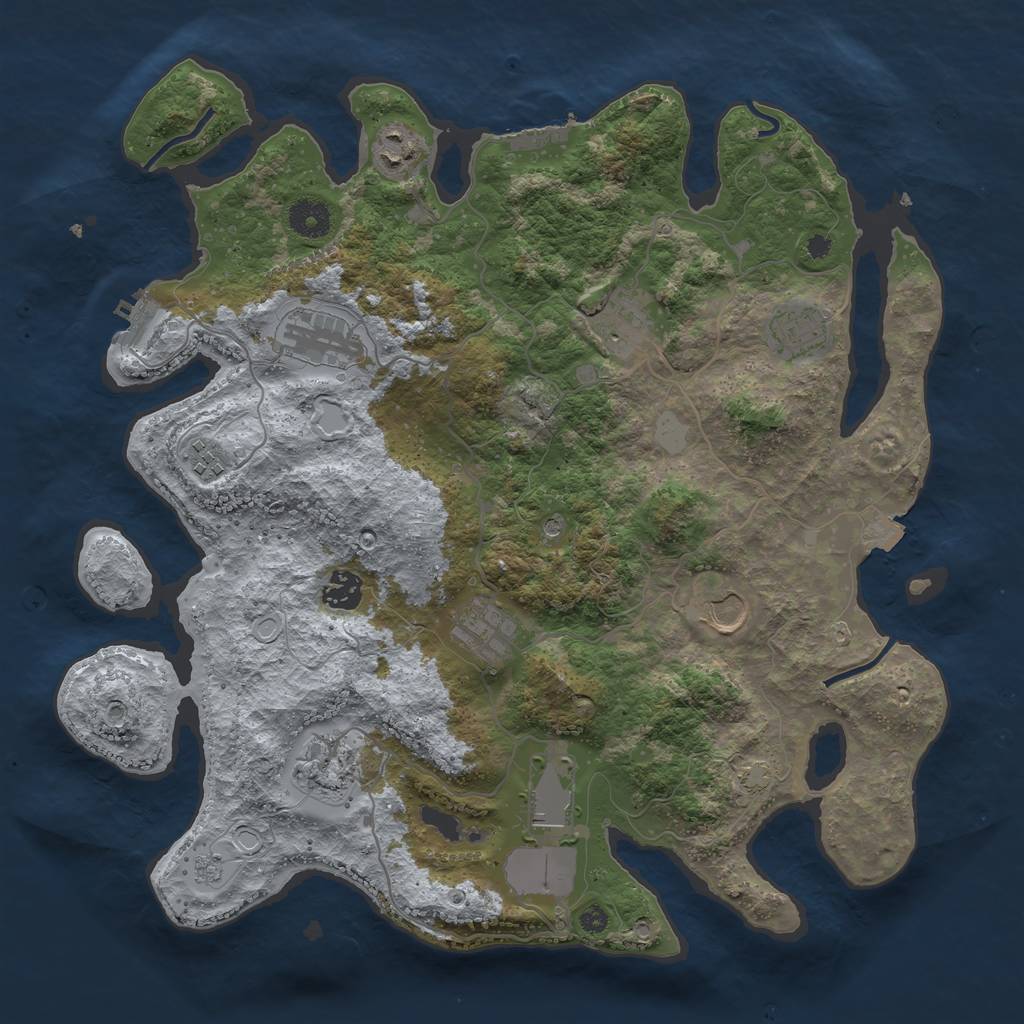 Rust Map: Procedural Map, Size: 3800, Seed: 92847357, 18 Monuments