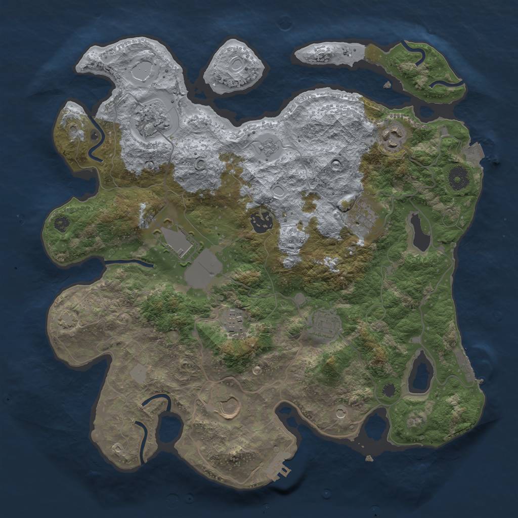 Rust Map: Procedural Map, Size: 3500, Seed: 164167318, 16 Monuments