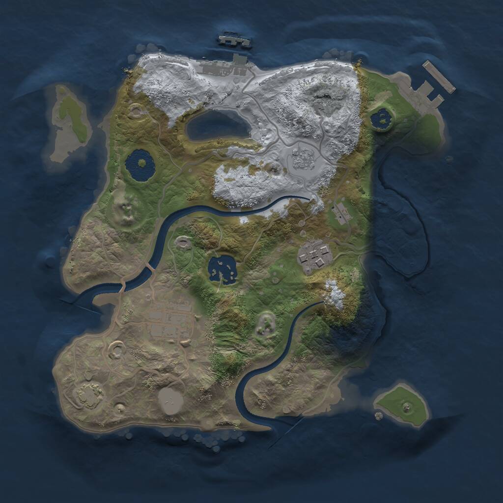 Rust Map: Procedural Map, Size: 2500, Seed: 1958176396, 8 Monuments