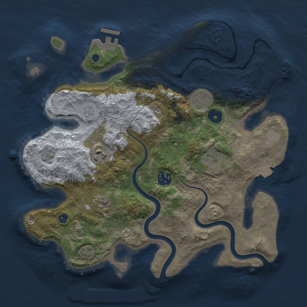 Rust Map: Procedural Map, Size: 3250, Seed: 987512575, 12 Monuments