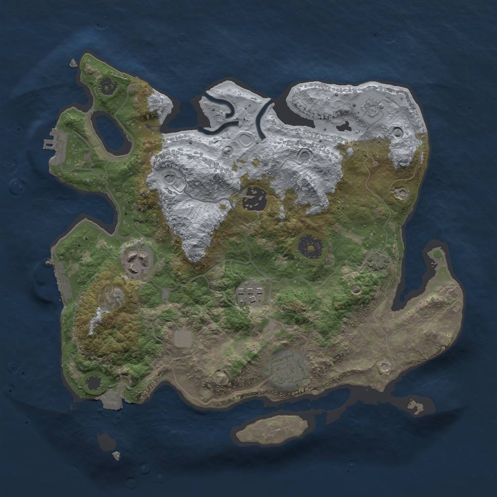 Rust Map: Procedural Map, Size: 3000, Seed: 73729080, 12 Monuments