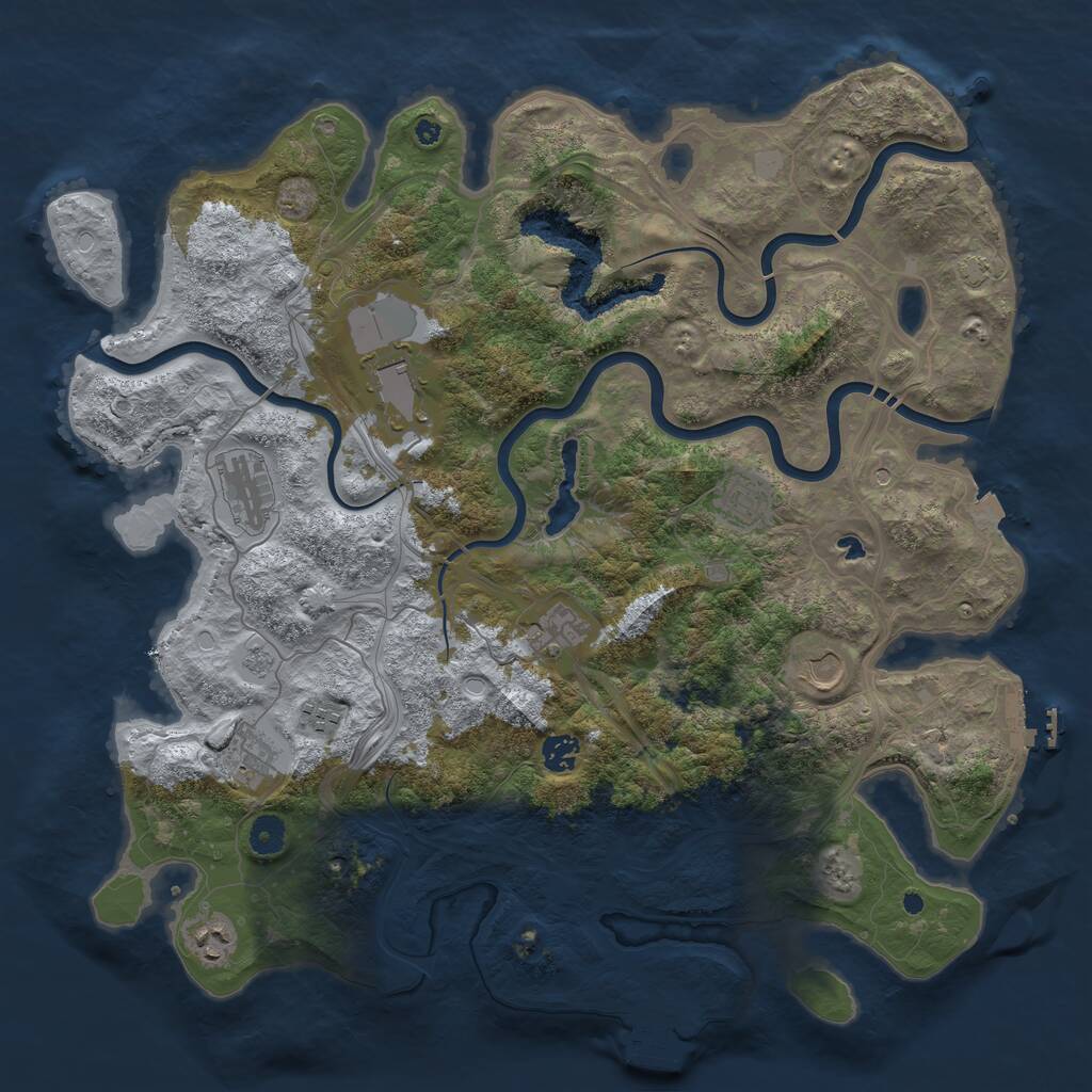 Rust Map: Procedural Map, Size: 4300, Seed: 28440610, 15 Monuments