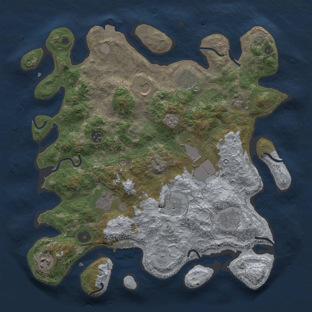 Rust Map: Procedural Map, Size: 3750, Seed: 486303077, 17 Monuments