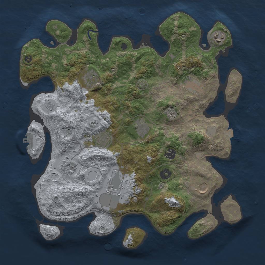 Rust Map: Procedural Map, Size: 3600, Seed: 4818843, 17 Monuments