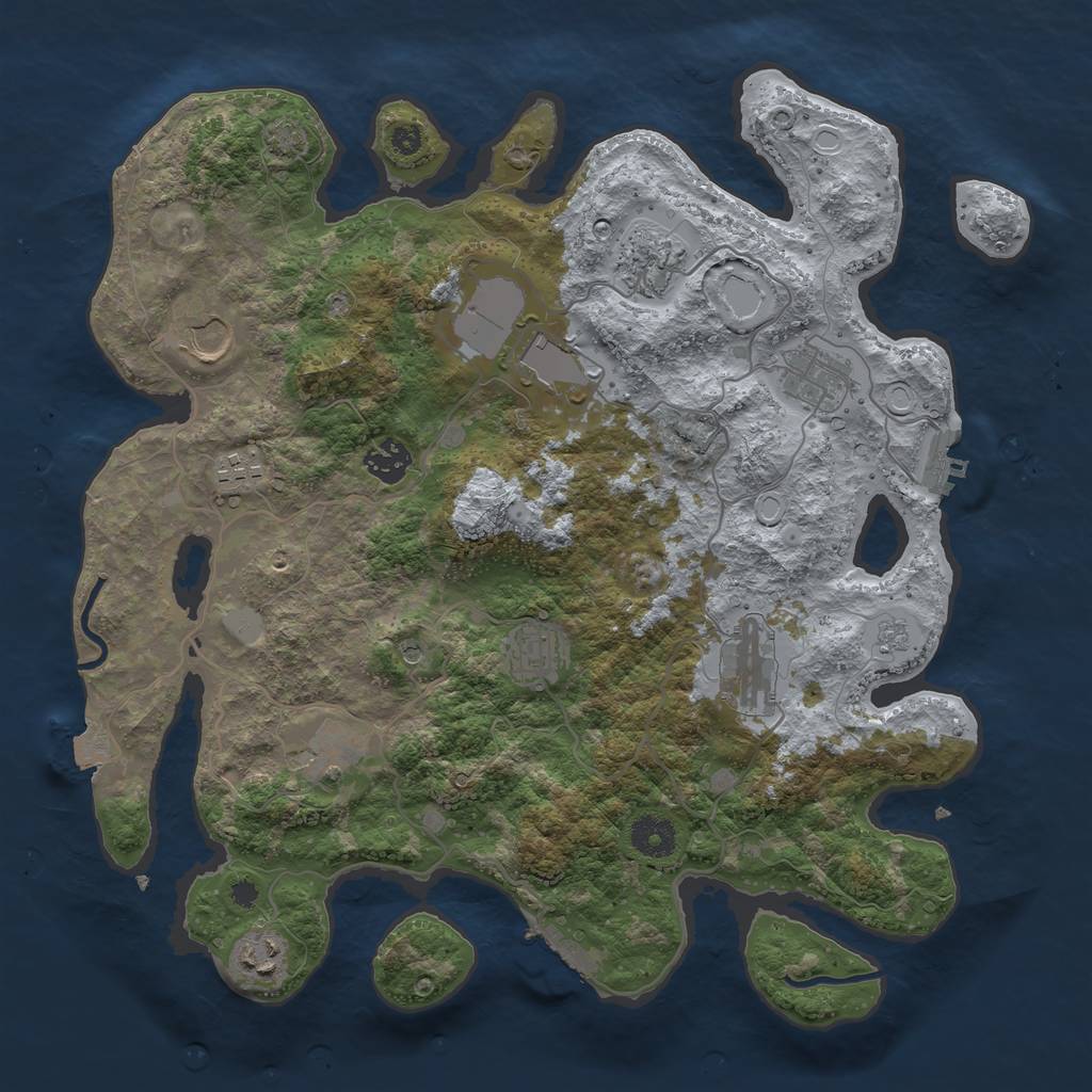 Rust Map: Procedural Map, Size: 3700, Seed: 247909304, 18 Monuments