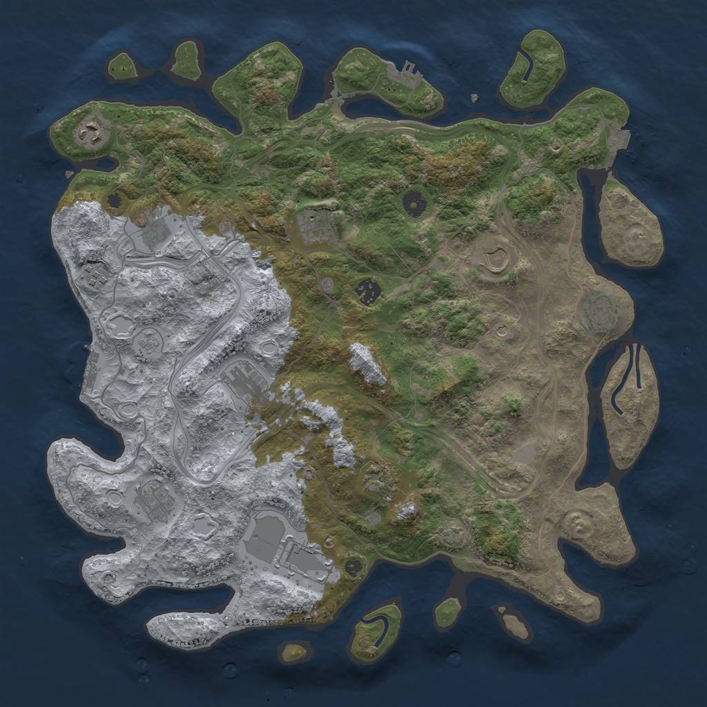 Rust Map: Procedural Map, Size: 4250, Seed: 227652187, 19 Monuments