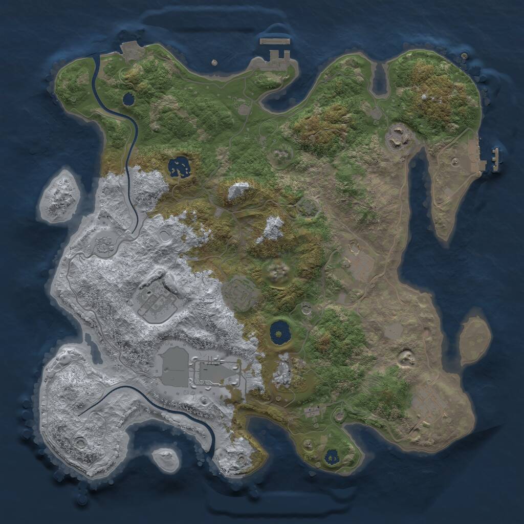 Rust Map: Procedural Map, Size: 3500, Seed: 39784, 14 Monuments