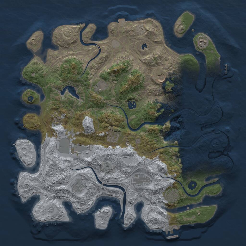 Rust Map: Procedural Map, Size: 4250, Seed: 857684612, 17 Monuments