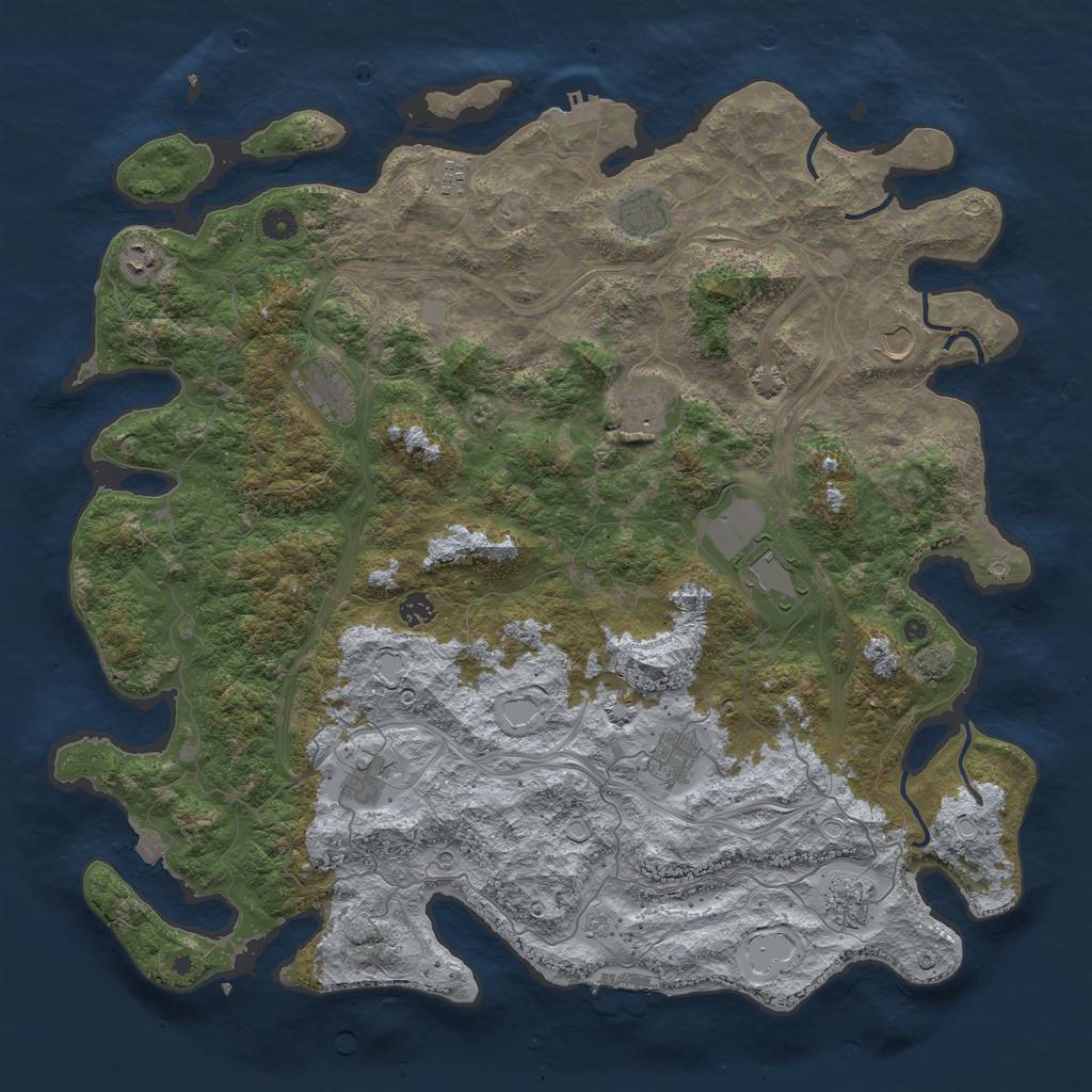 Rust Map: Procedural Map, Size: 4800, Seed: 889264408, 19 Monuments