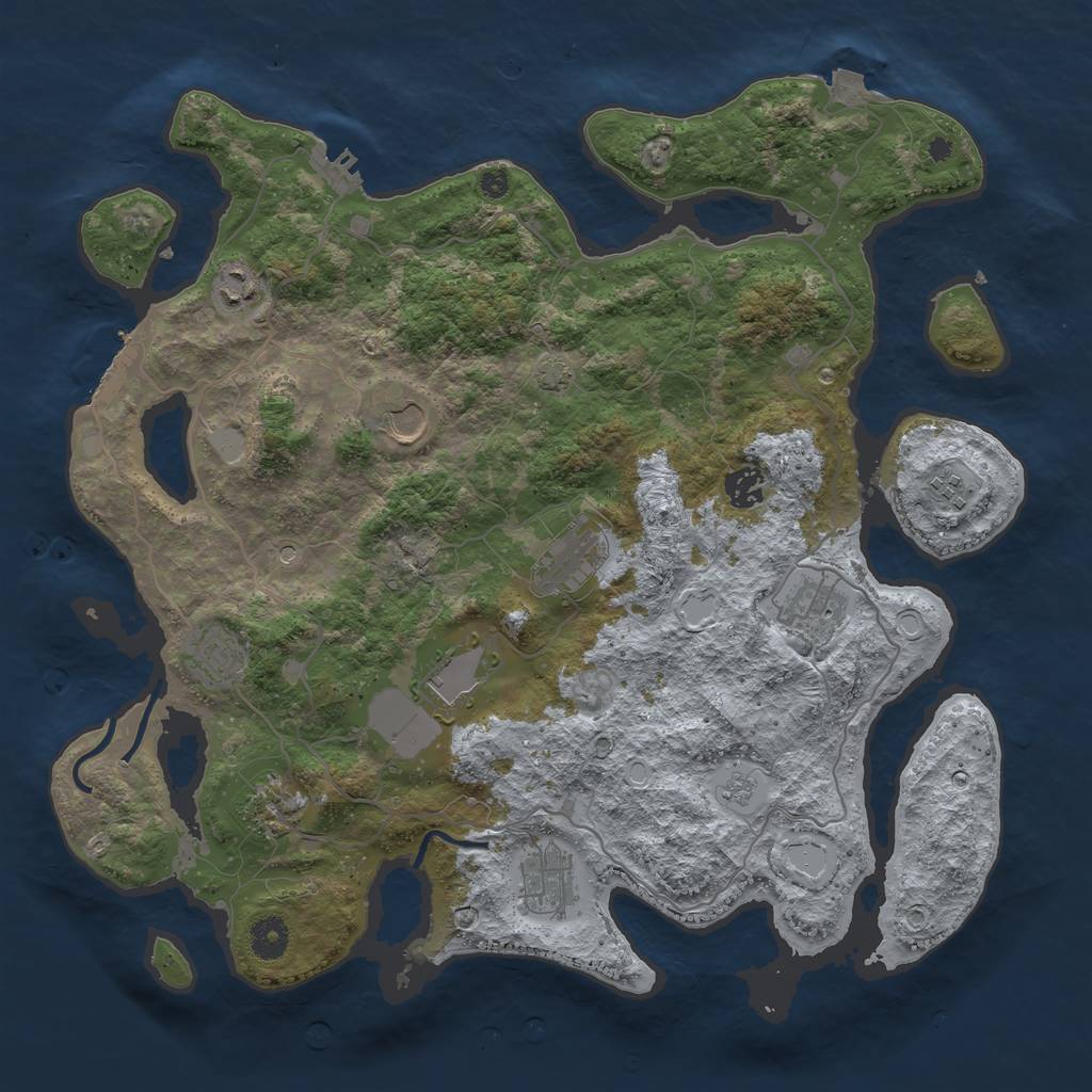 Rust Map: Procedural Map, Size: 4000, Seed: 60772730, 18 Monuments