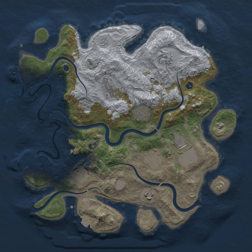 Rust Map: Procedural Map, Size: 3500, Seed: 1625689141, 14 Monuments