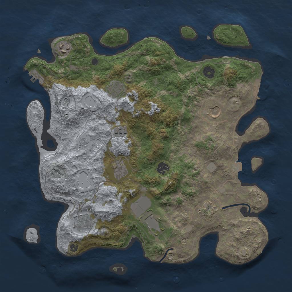 Rust Map: Procedural Map, Size: 3700, Seed: 1061971, 17 Monuments