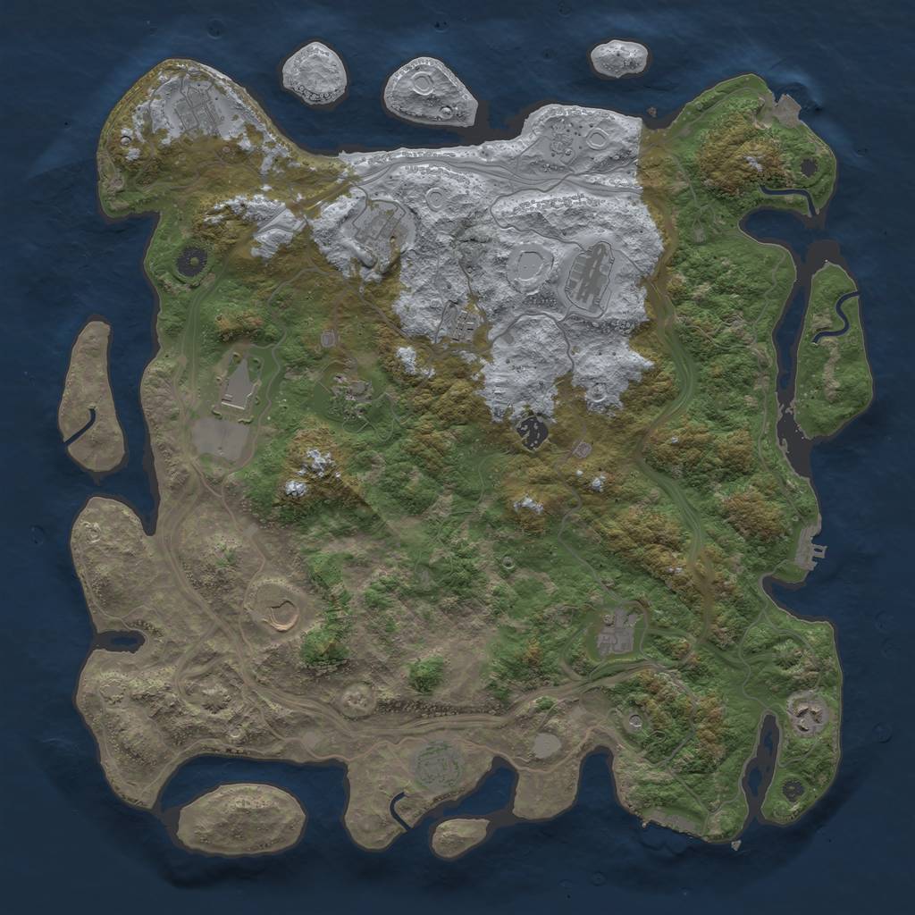 Rust Map: Procedural Map, Size: 4500, Seed: 2102831240, 19 Monuments