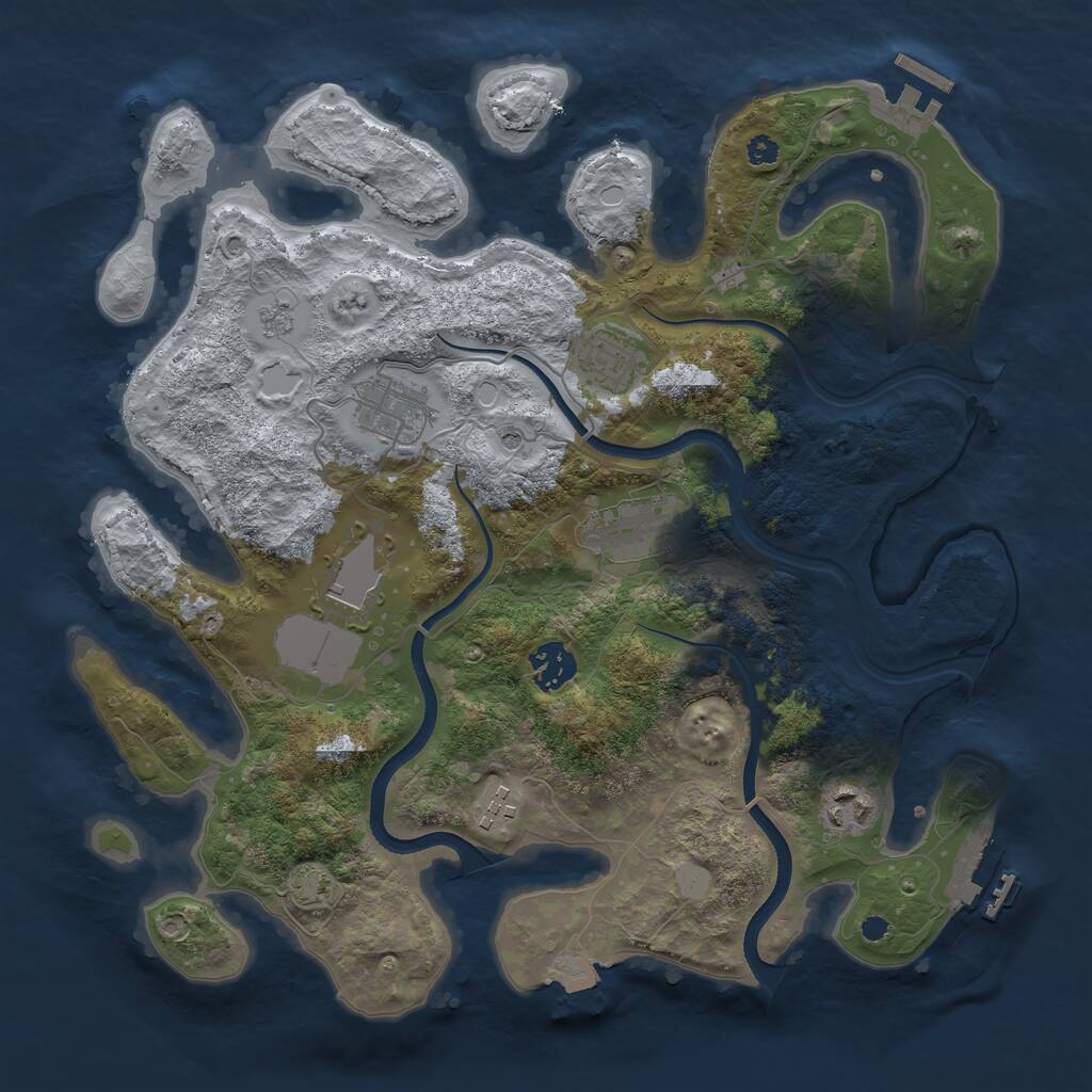 Rust Map: Procedural Map, Size: 3500, Seed: 840778708, 13 Monuments