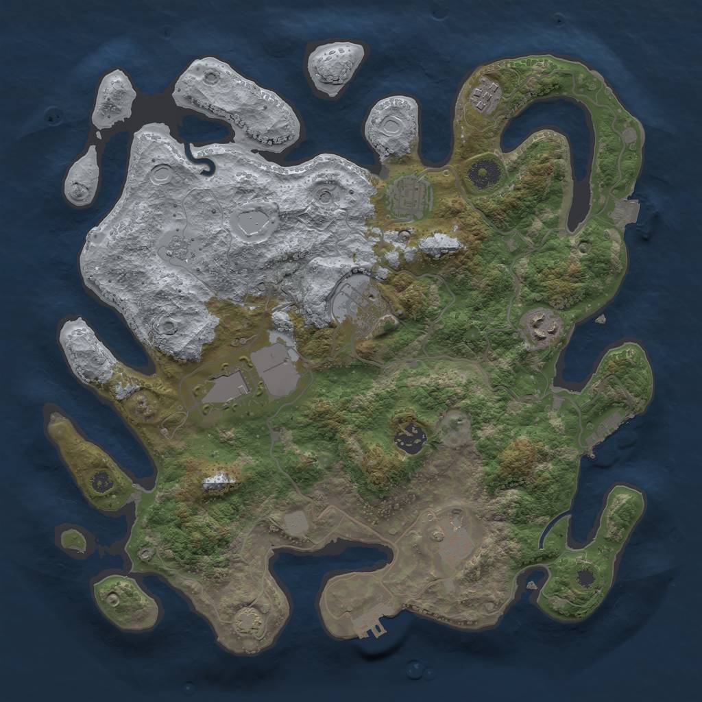 Rust Map: Procedural Map, Size: 3500, Seed: 840778708, 15 Monuments