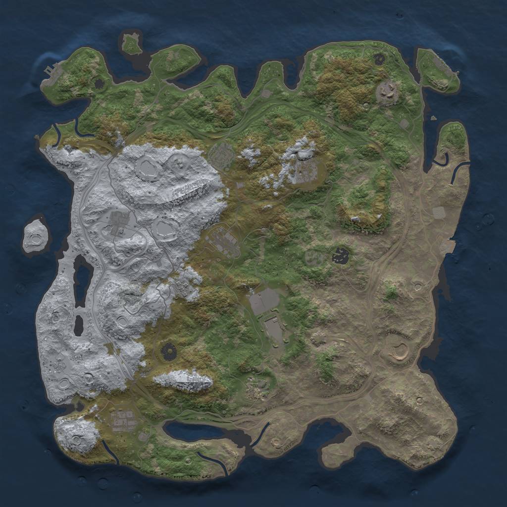 Rust Map: Procedural Map, Size: 4500, Seed: 654312, 19 Monuments