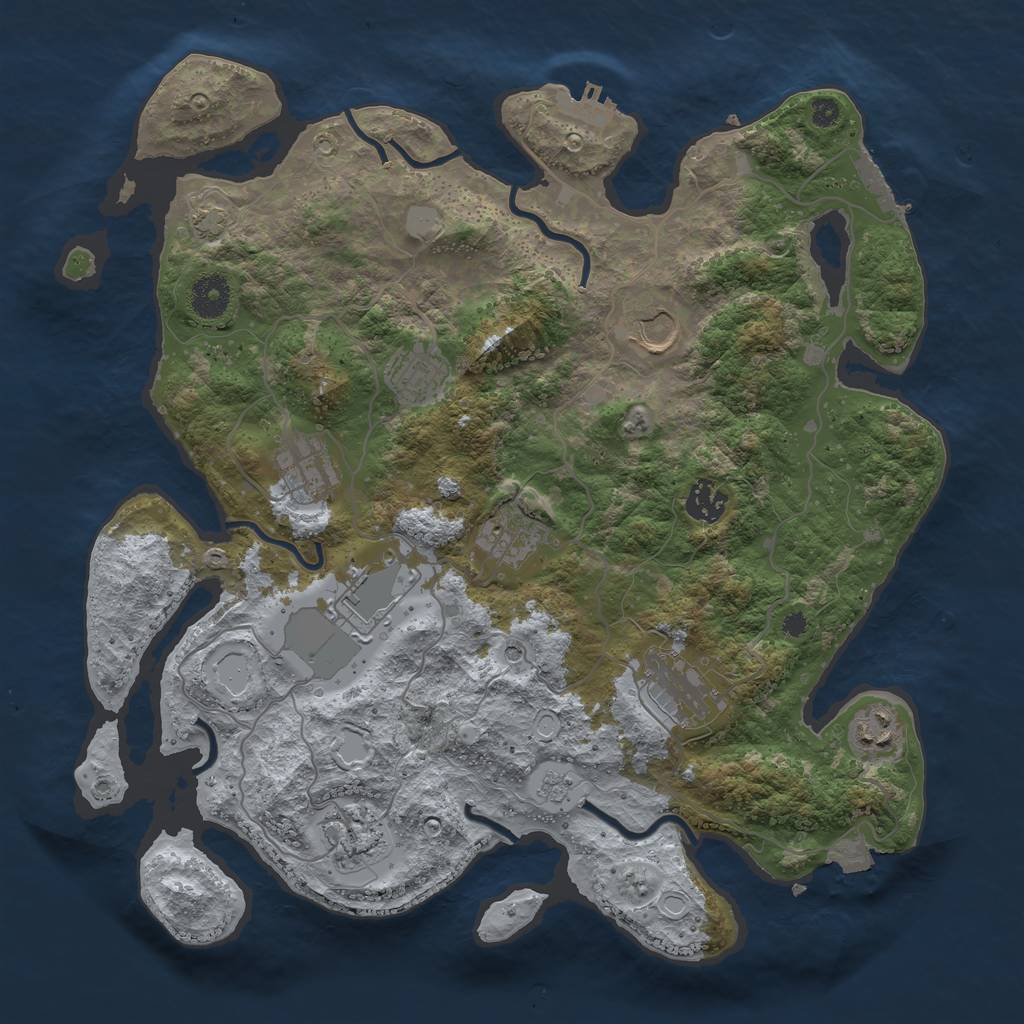 Rust Map: Procedural Map, Size: 3700, Seed: 541085232, 17 Monuments