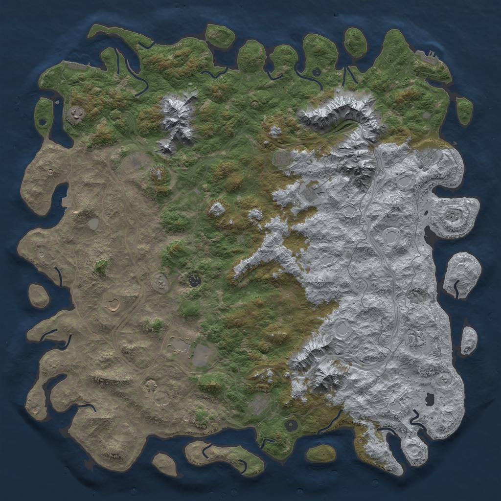 Rust Map: Procedural Map, Size: 6000, Seed: 1725518581, 19 Monuments