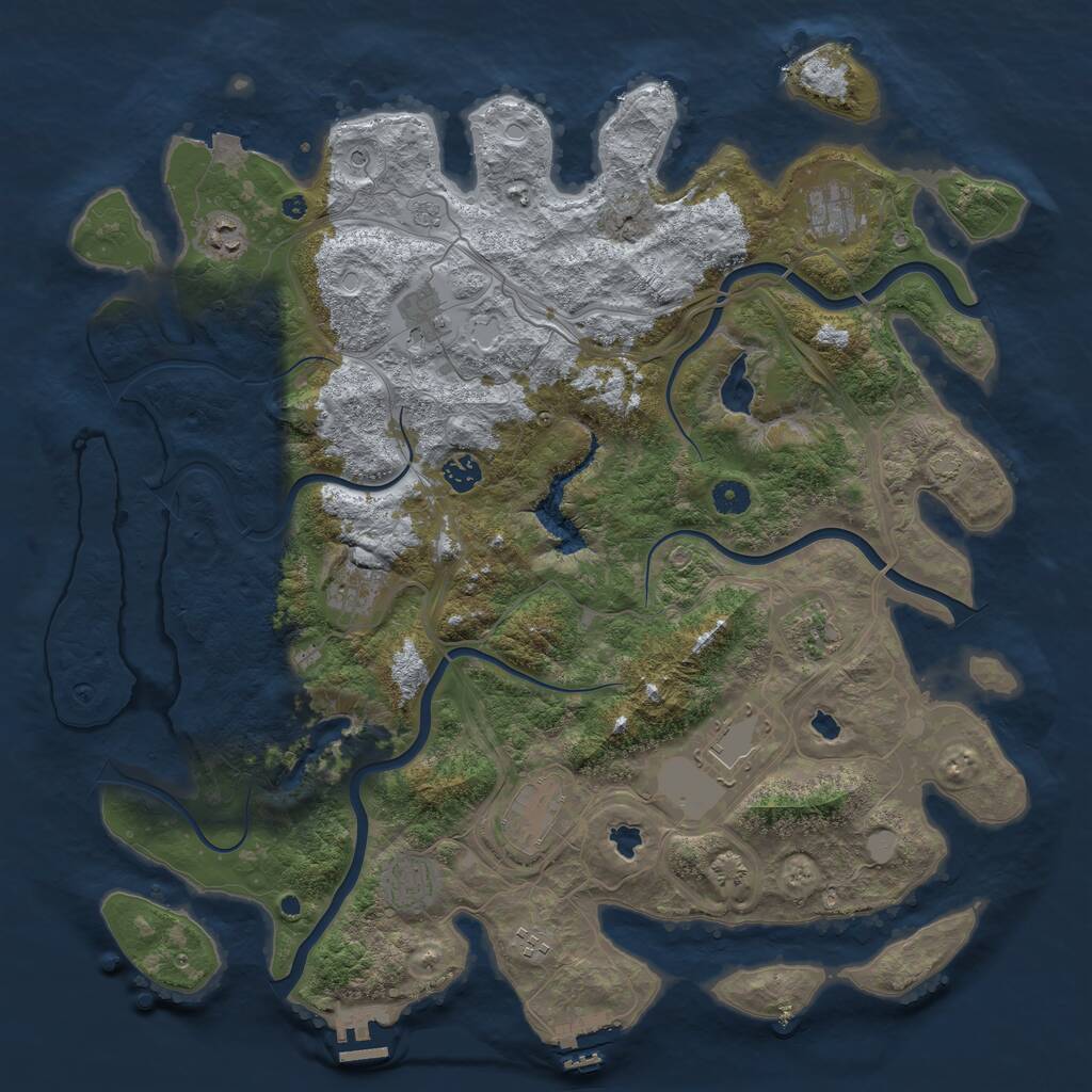 Rust Map: Procedural Map, Size: 4500, Seed: 1732679763, 16 Monuments