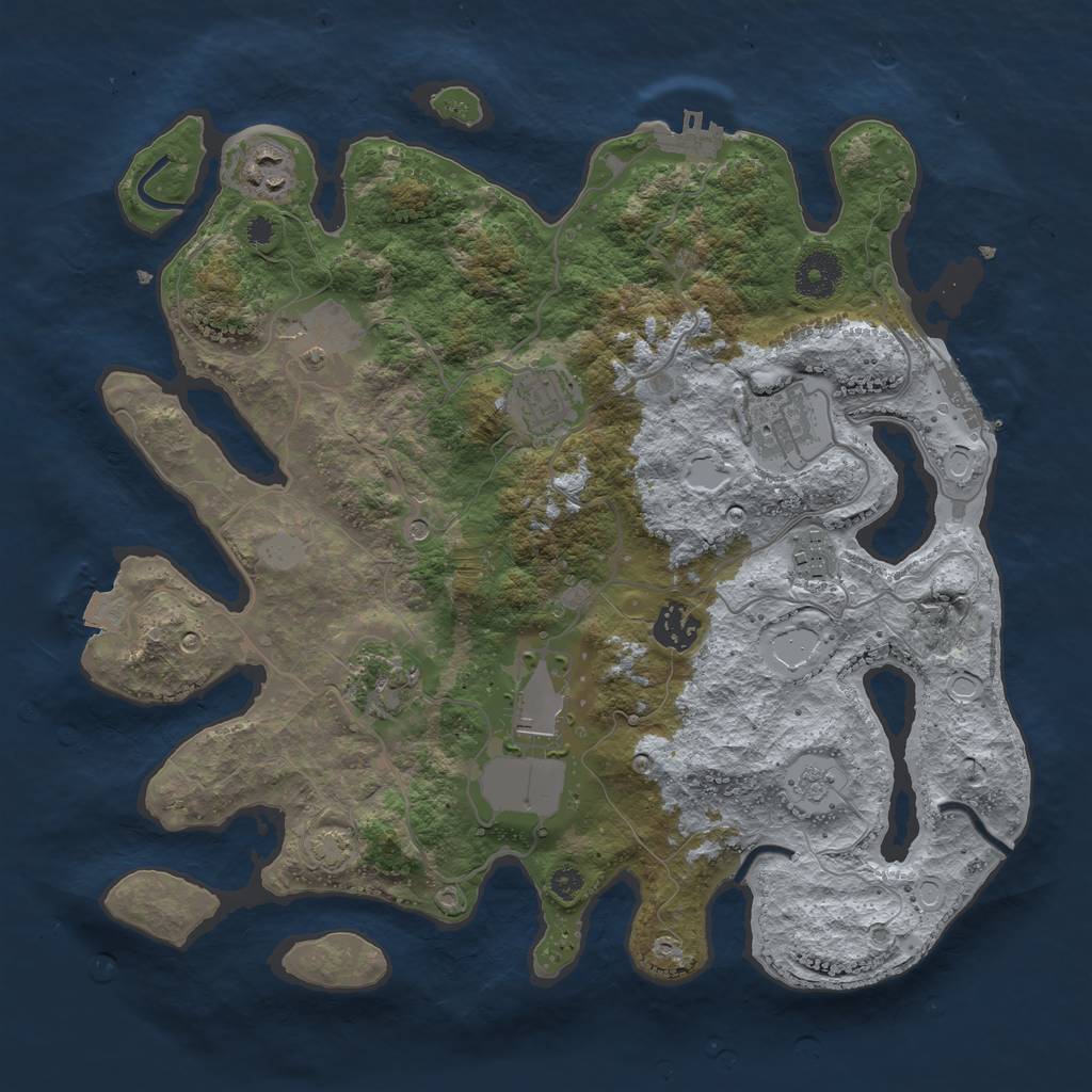 Rust Map: Procedural Map, Size: 3500, Seed: 1562127001, 16 Monuments