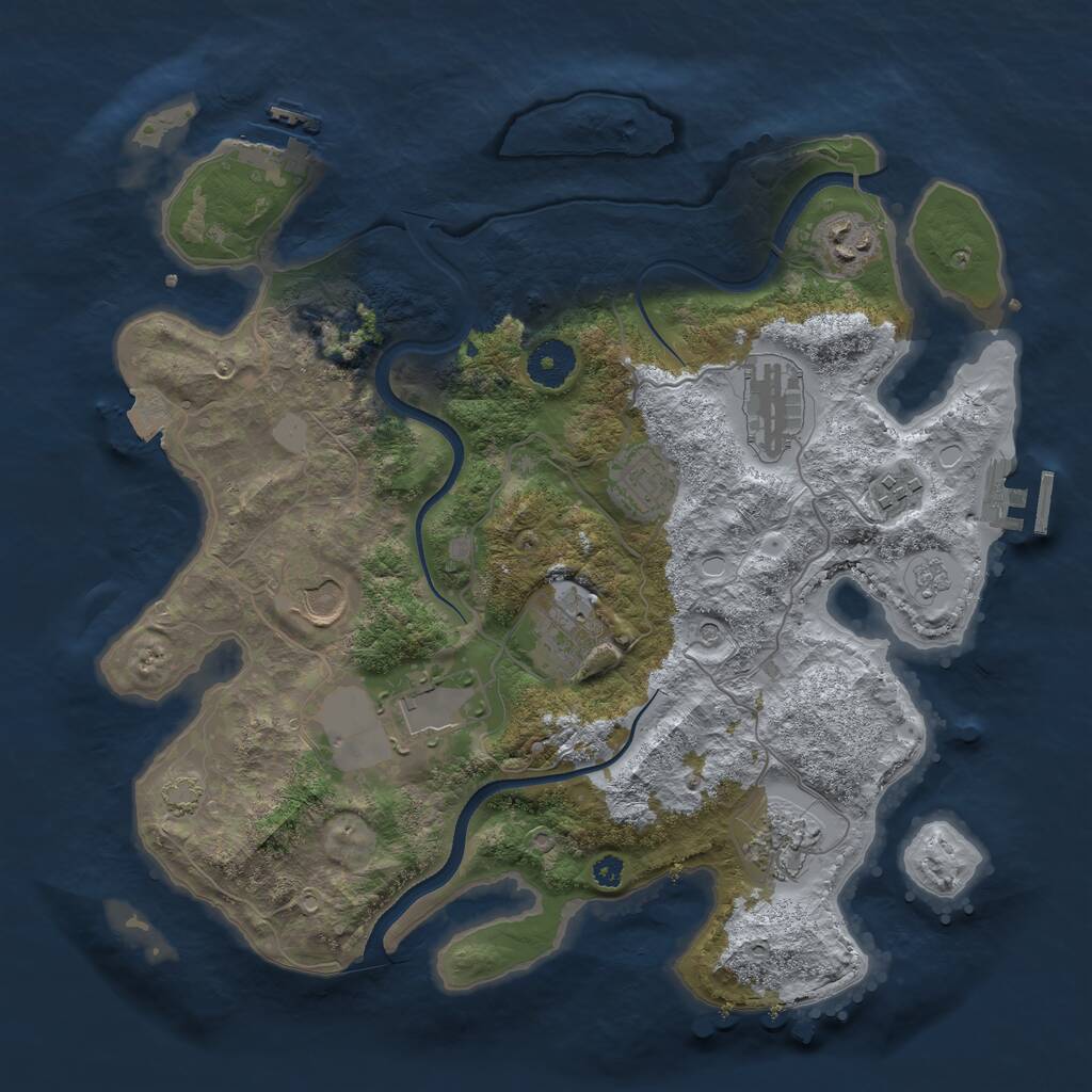 Rust Map: Procedural Map, Size: 3500, Seed: 990266, 14 Monuments