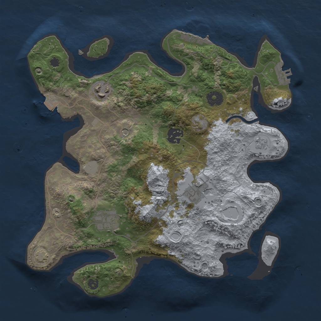 Rust Map: Procedural Map, Size: 3000, Seed: 1016204826, 12 Monuments