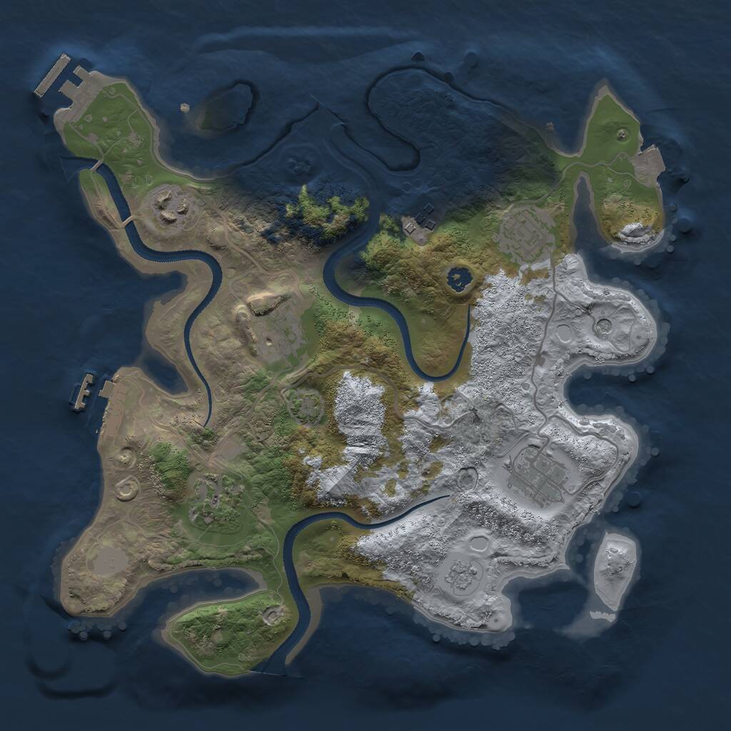 Rust Map: Procedural Map, Size: 3000, Seed: 1016204826, 12 Monuments