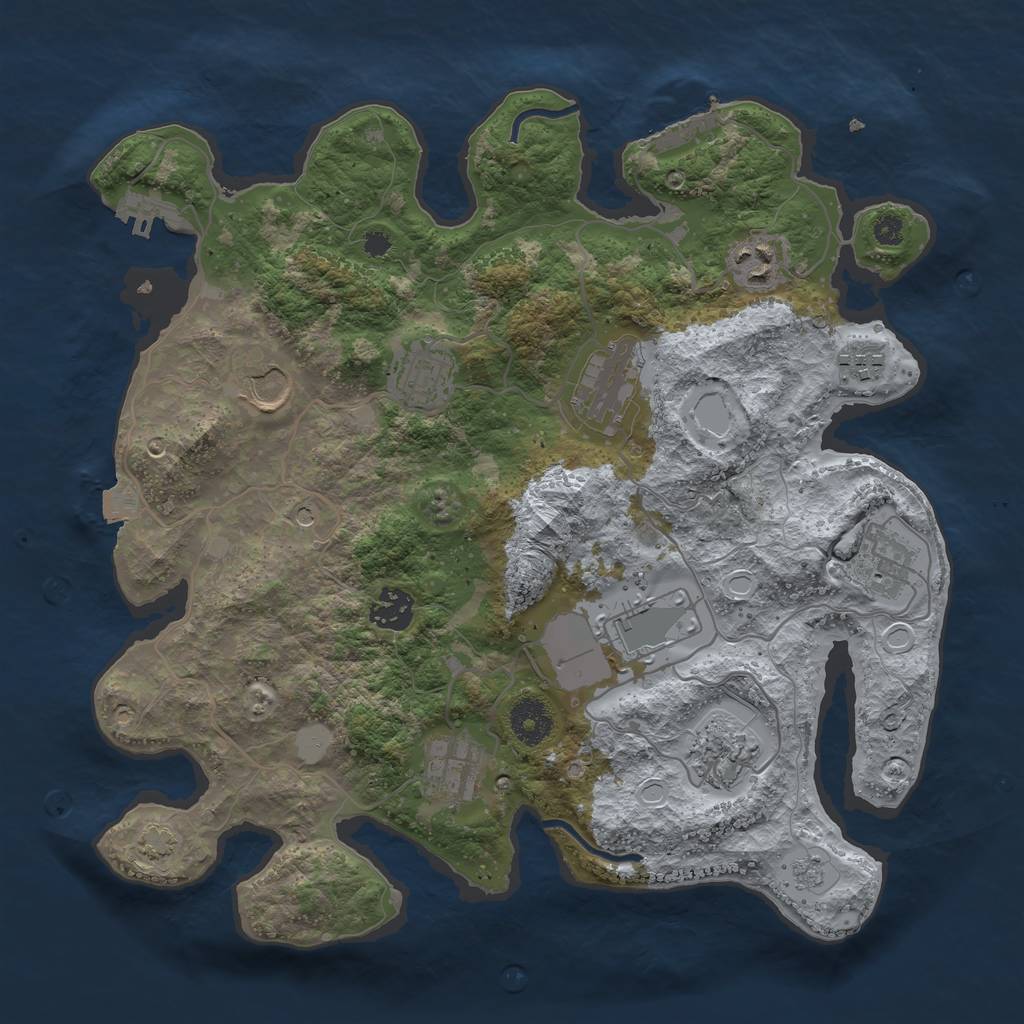 Rust Map: Procedural Map, Size: 3500, Seed: 1785602693, 18 Monuments