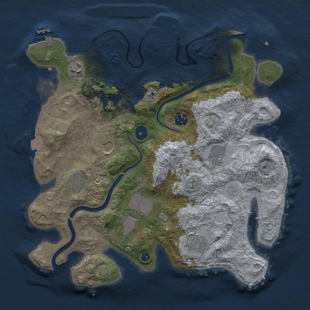 Rust Map: Procedural Map, Size: 3500, Seed: 1785602693, 14 Monuments