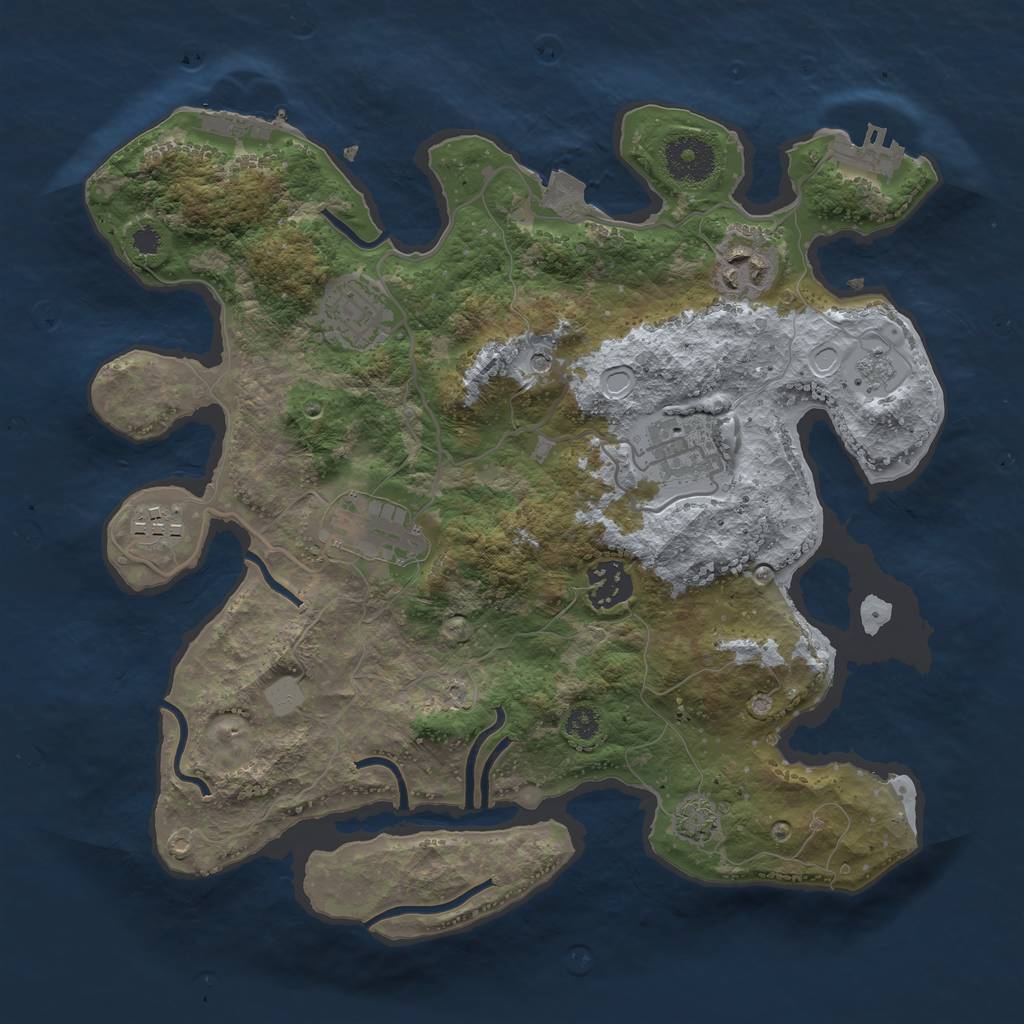 Rust Map: Procedural Map, Size: 3200, Seed: 8812, 14 Monuments