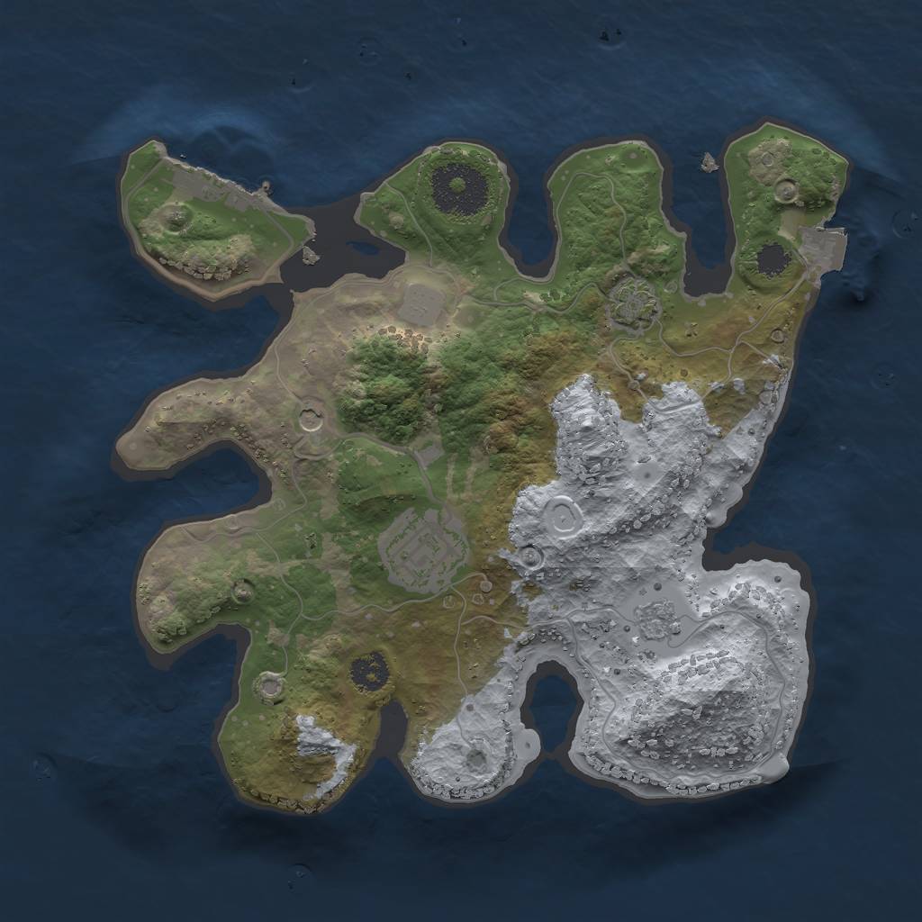 Rust Map: Procedural Map, Size: 2500, Seed: 1272668246, 8 Monuments