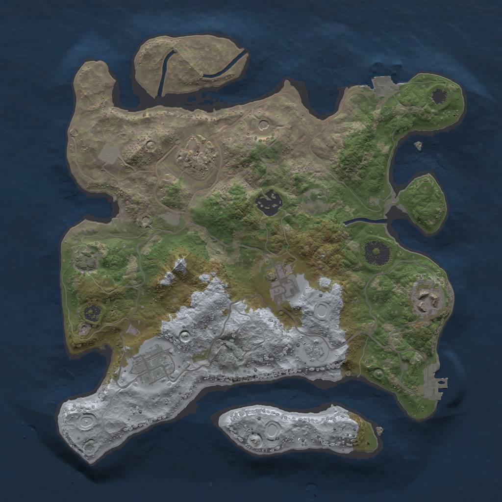 Rust Map: Procedural Map, Size: 3000, Seed: 1290679057, 12 Monuments