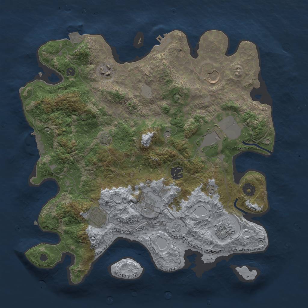 Rust Map: Procedural Map, Size: 3500, Seed: 143398174, 15 Monuments