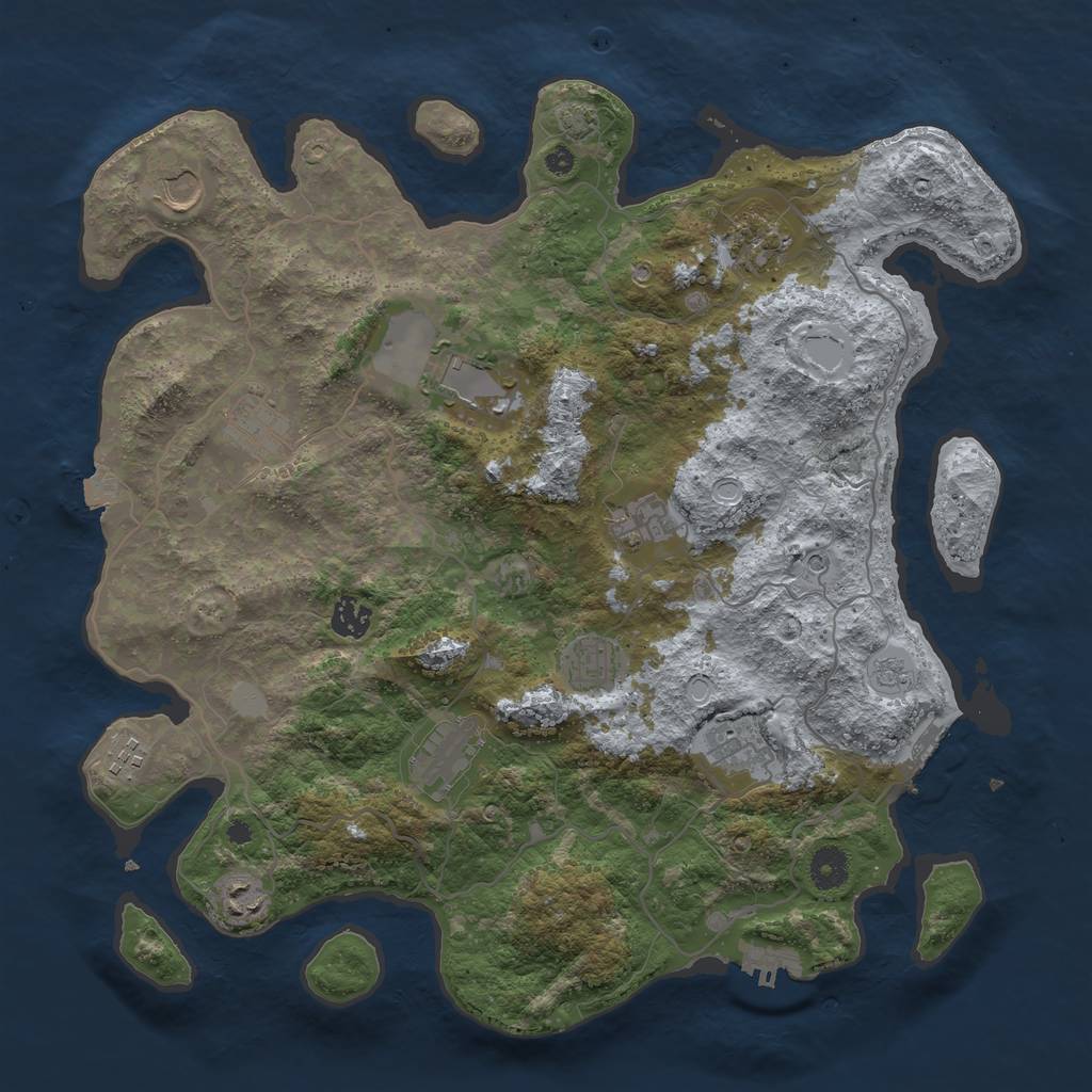 Rust Map: Procedural Map, Size: 4000, Seed: 1414716308, 19 Monuments