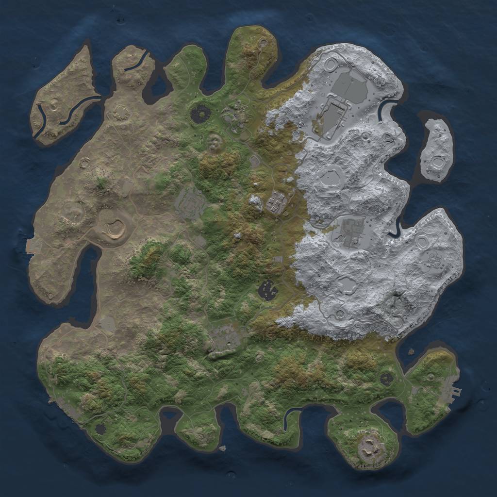 Rust Map: Procedural Map, Size: 3850, Seed: 1167220252, 17 Monuments